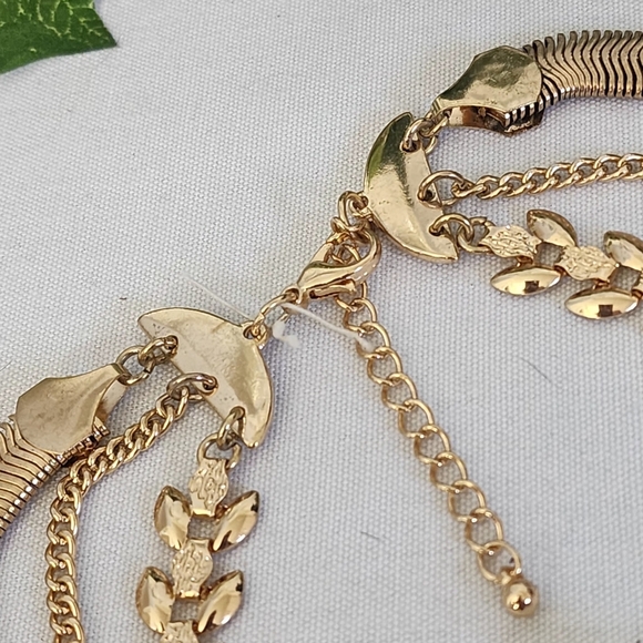 Elegant 3 Strand Gold and Crystal Necklace Earrings Set - Picture 8 of 11